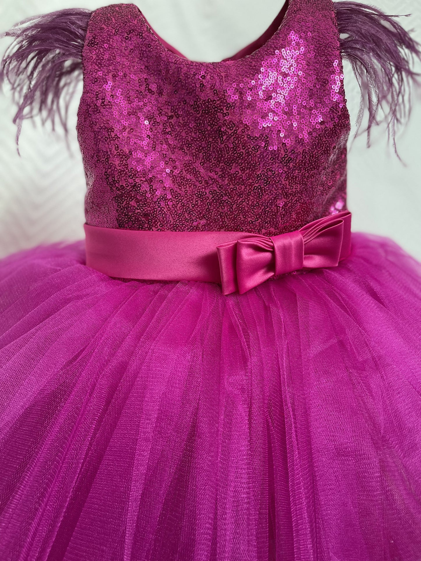 Purple Sequin Dress with Feathers