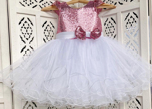 White Dress with Pink Sequins