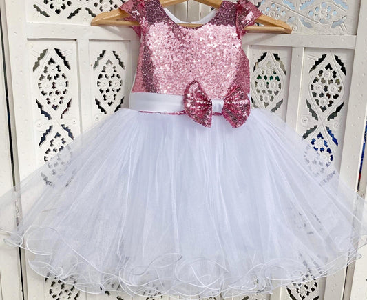 White Dress with Pink Sequins
